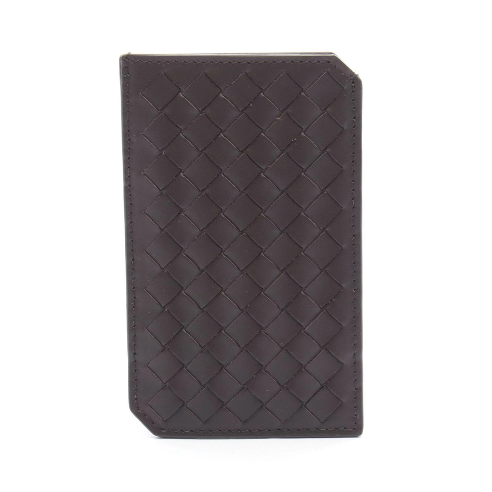 Bottega Veneta Intrecciato Card Case Wallet Leather Brown